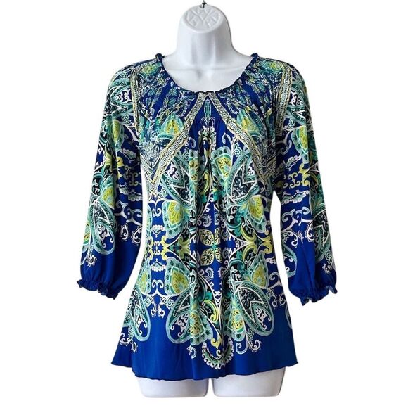 Madison Tops - Madison Women's Paisley Tunic Blouse Multicolor Size S